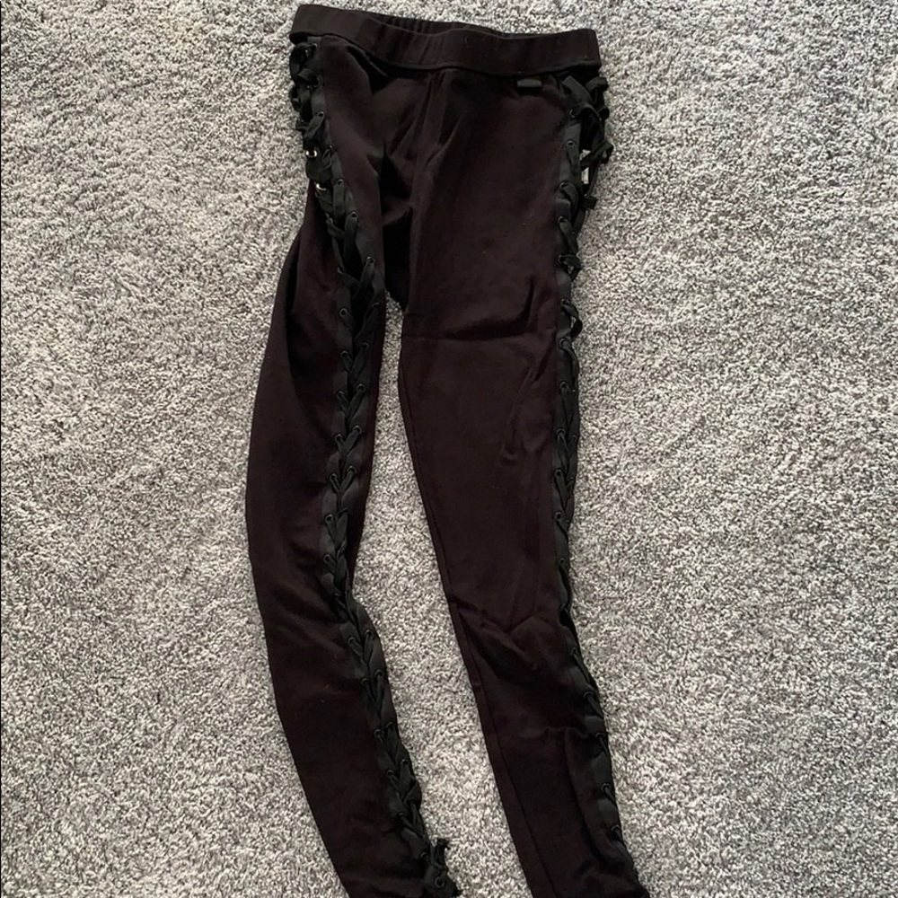 Puma by Rihanna: Black Leggings with Lace-up Sides